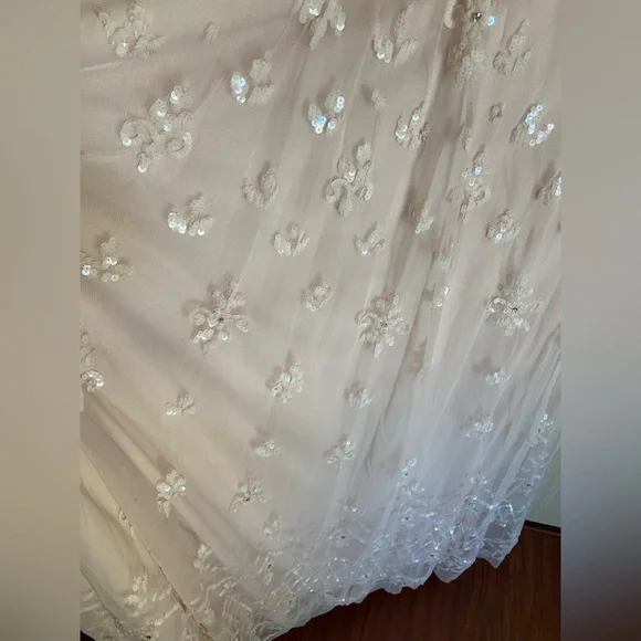 MAC DUGGAL Blush Pink V Neck Flounce Sleeve Embellished Mesh Gown Sz 18 NWT 9144 - Picture 9 of 15